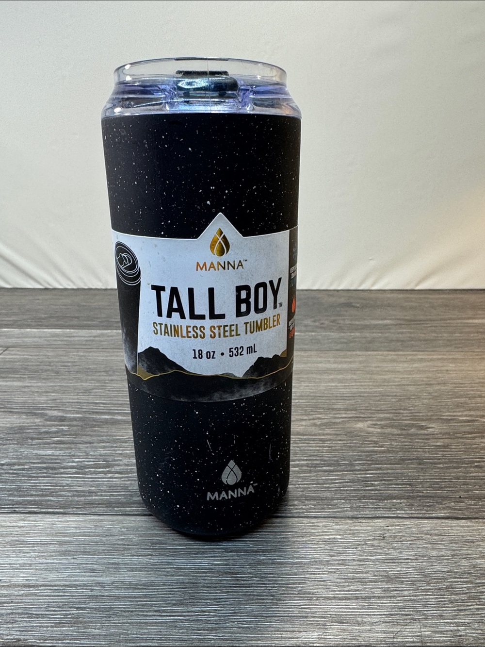 Manna Tall Boy Stainless Steel Tumbler — Matte Black Speckled